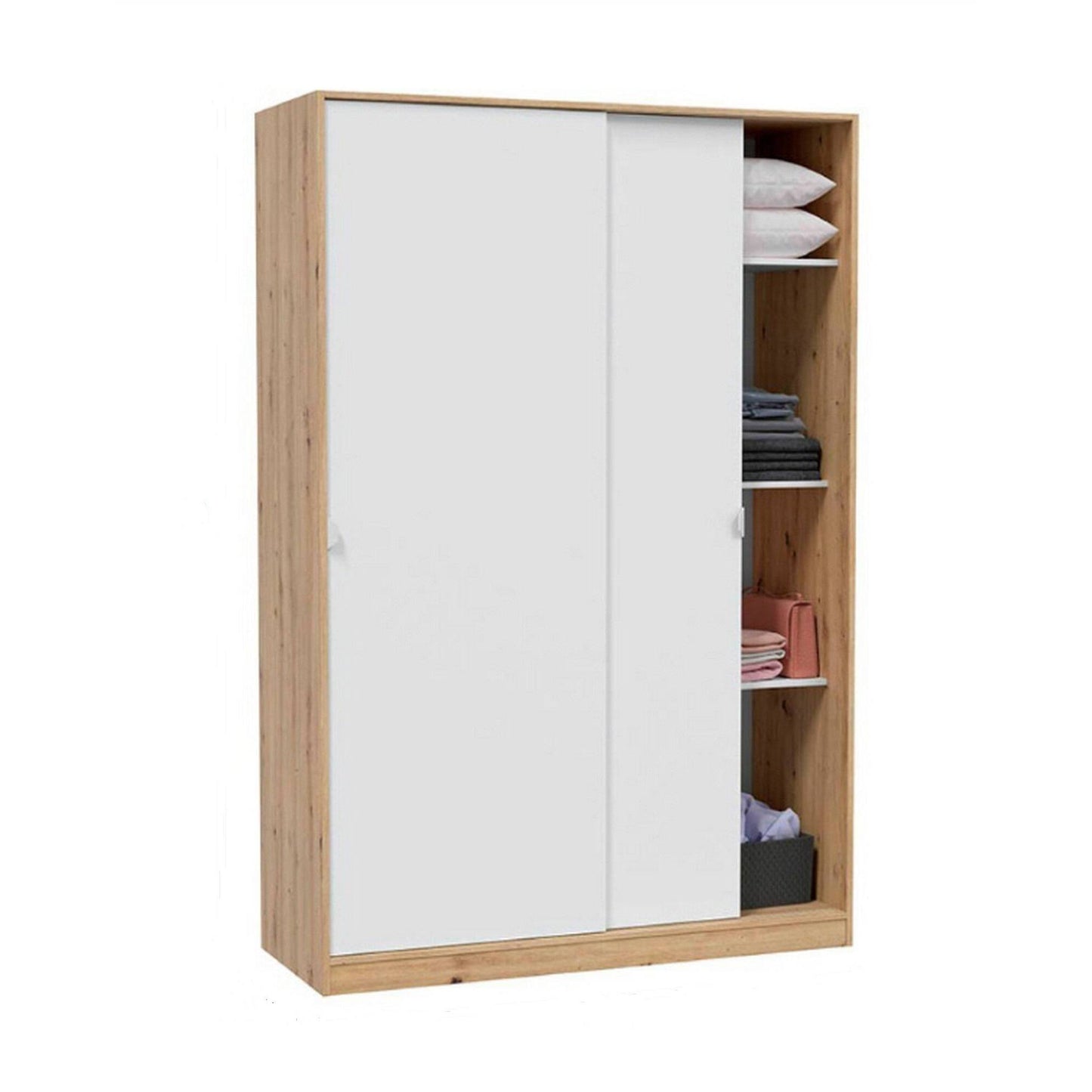 Wardrobe 2 in Front of Dnoce, Bedroom Closet, Furniture with 4 Shelves And Clothes Rail, 120X50H200 Cm, Available in 4 Colors
