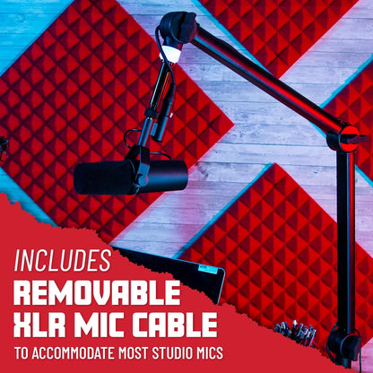 Gator Frameworks Professionele Desktop Broadcast/Podcast Microfoon Boom Stand met On-Air Indicator Licht (GFWMICBCBM4000)