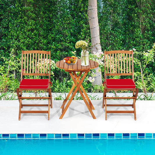 Bistroset – Balkonset – Tuinset – Tuintafelset – Tuinmeubelset – Inklapbaar Design – Acaciahout Met Kussens