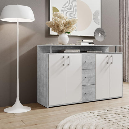Stella Trading Drift Highboard, houtdecor, betonwit, (B/H/D) 139 x 90 x 34 cm