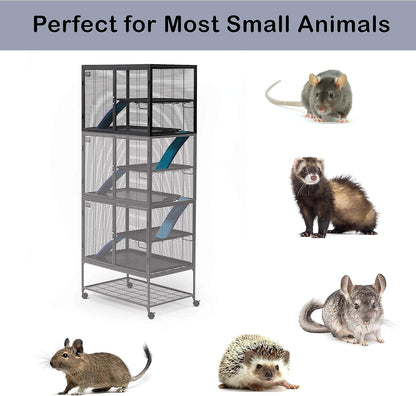 MidWest Deluxe Critter Nation Add-On Unit Kleine dierenkooi Compatibel met Critter Nation Modellen 161 & 162, Gemonteerde Afmetingen zijn 91,44L x63,5W x 63,5H Centimeter, Gray Quartz, Model 163