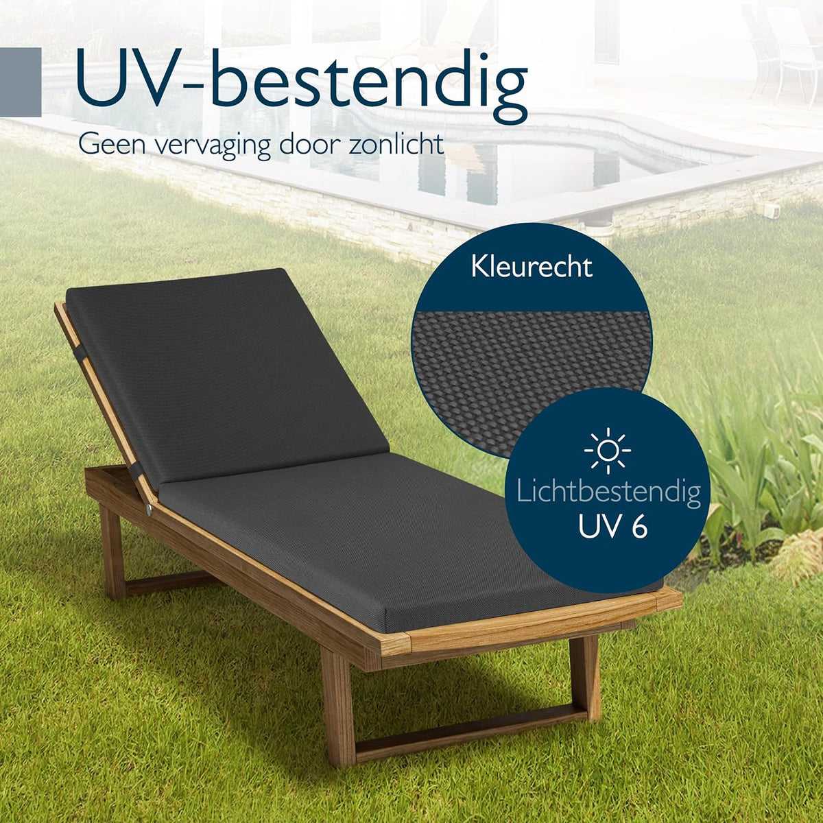 Beautissu Set van 2 Ligstoel Kussens voor Tuinmeubelen Waterdicht – Ligstoel Kussen 190x60 voor Ligbedden Outdoor Kussen Weerbestendig Sneldrogend Wasbaar – Kussens voor Tuinligbedden Antraciet