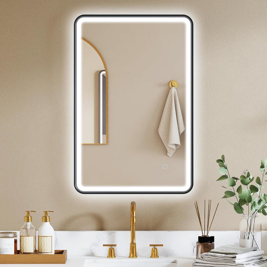 LED Badkamerspiegel – Spiegel Met Verlichting – Badkamer Spiegel – Ledspiegel – Verlichte Spiegel – 90x60 cm – Anti-Fog Technologie – Instelbare Lichtkleuren Met Dimbare LED