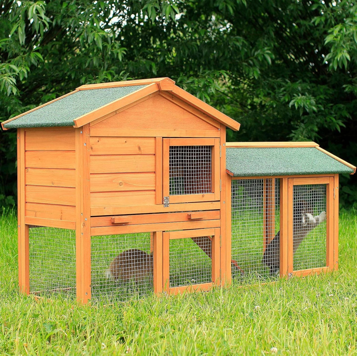 Konijnenhok Dierenhok voor kleine dieren Konijnenvilla 147x52x85 cm