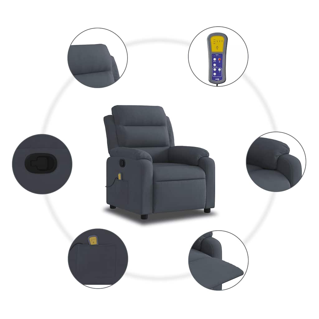 Relaxfauteuil – Relaxstoel – Zithoekstoel – Loungestoel – Fauteuil Donkergrijs – Handmatig Verstelbaar – Zacht Stof – Stevig Hout-Metaal Frame