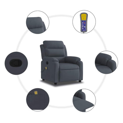 Relaxfauteuil – Relaxstoel – Zithoekstoel – Loungestoel – Fauteuil Donkergrijs – Handmatig Verstelbaar – Zacht Stof – Stevig Hout-Metaal Frame