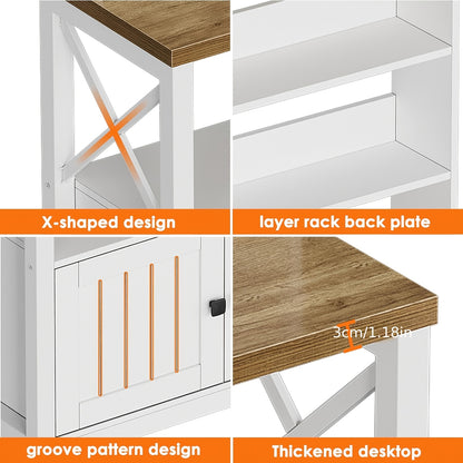 Keukenkast – Opbergkast – Buffetkast – Keukenonderkast – Kast – Multifunctioneel – 160 cm Hoog – Hardhouten Constructie – Verstelbare Planken – Wit Hoogglans – Vrijstaand – Ruim Werkblad