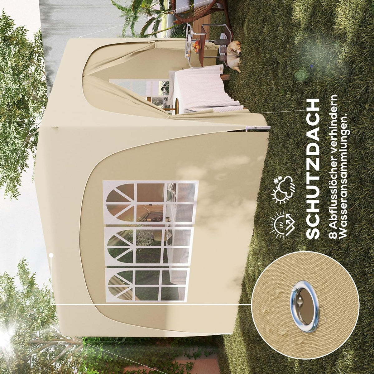 Paviljoen – Tuinpaviljoen – Partytent – Gazebo – Overkapping – 3x3 meter – UPF 50+ UV-Bescherming – Waterafstotend en Opvouwbaar
