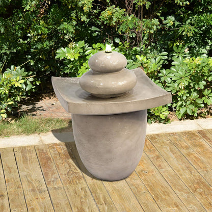 Teamson Home Garden Waterfontein, outdoor dier-zenwaterval en verlichting, 47 x 47 x 62, lichtgrijs