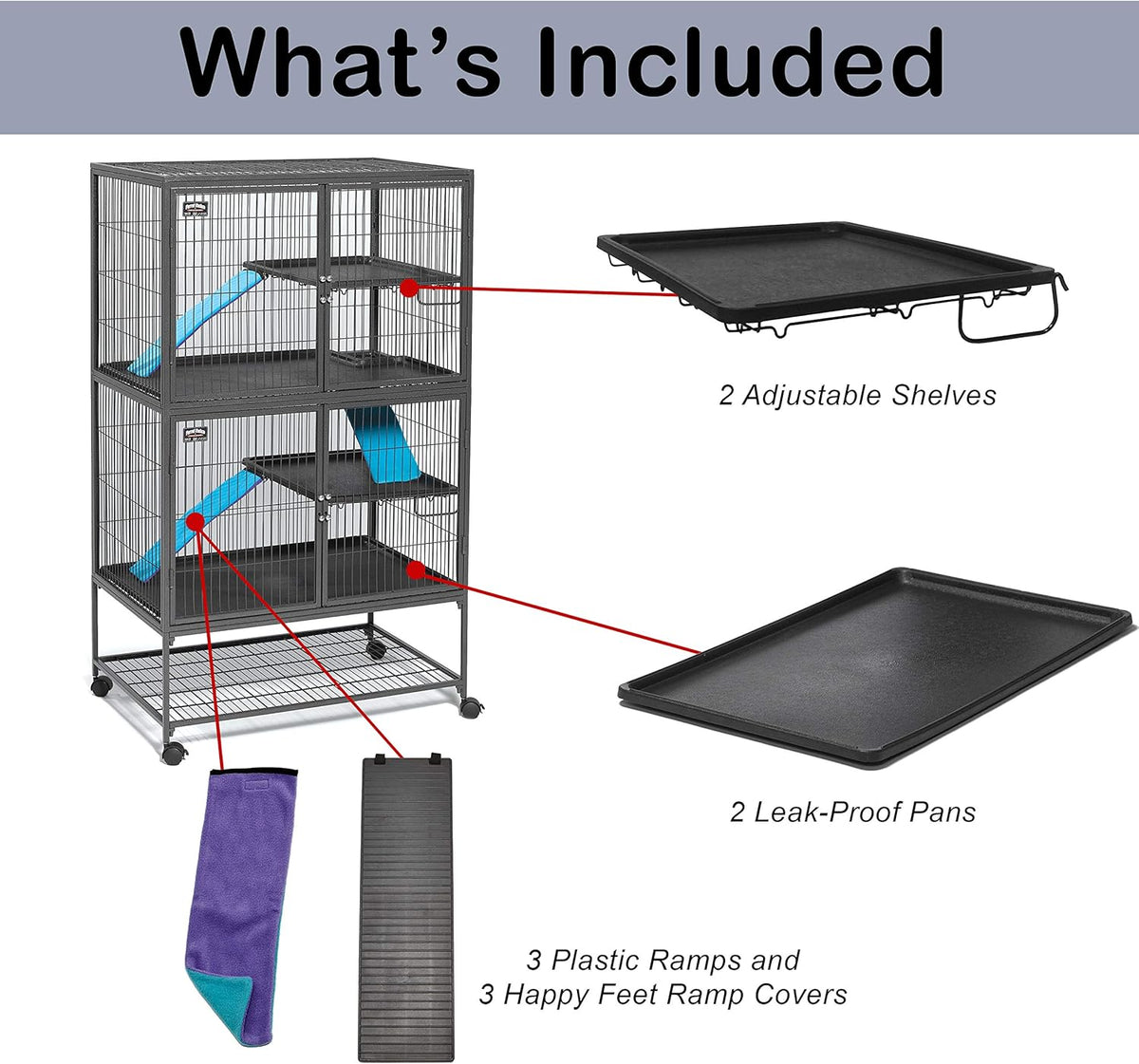 Midwest Huizen voor Huisdieren Ferret Nation Cage, Single Story, Platinum Gray