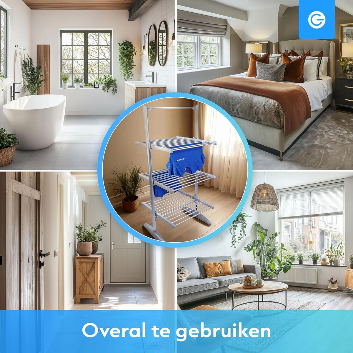 Elektrische Droogtoren – Verwarmd Wasrek – Droogrek – Elektrisch Droogrek – Wasdroger Rek – 4 Lagen Opvouwbaar – Instelbare Temperatuur 30-70°C & Timerfunctie