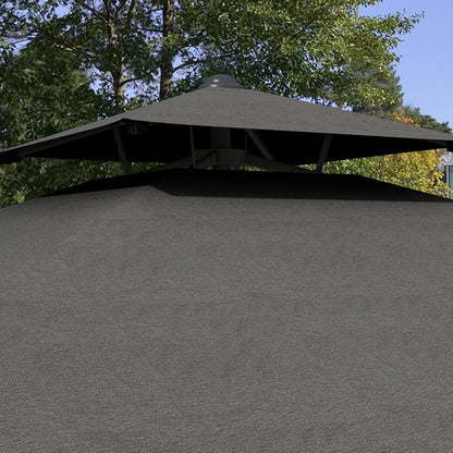 Outsunny Parasol, 243 x 243 cm Balcony Parasol with UV Protection, Floating Parasol with Double Roof, Cross Base, Patio Parasol with Ruffles, 4 Ribs, for Garden, Metal, Dark Grey, Dunkelgrau - QUORE