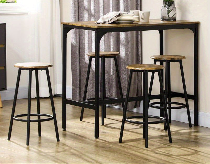 Bartafelset 5-delig – Barkrukken Set – Barmeubel – Zithoek Industrieel – Keukentafel – Hardhout & Metaal – Stoer Industrieel Design