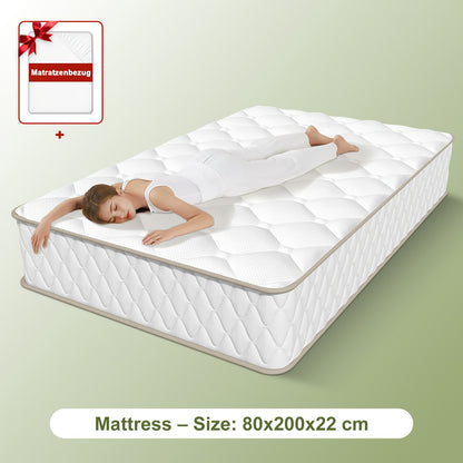 Matras – Pocketvering Matras – Tweepersoonsmatras – Koudschuimmatras – Orthopedisch Matras – 7-Zones – Afneembare Wasbare Hoes – Stevig H3 – Verkrijgbaar in Diverse Maten 140x200 cm