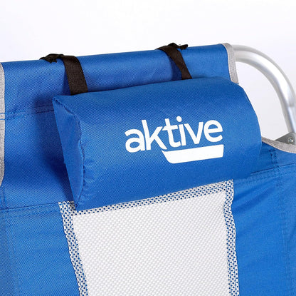 AKTIVE Verpakking met 2 klapstoelen, 5 posities, blauw, 49 x 56 x 78 cm, inclusief gewatteerde kussens, zijzak, handgrepen, max. 110 kg, kantelbeveiliging, meerdere posities, verstelbare rugleuning