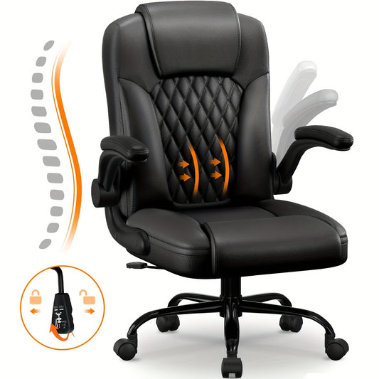 Authmic Office Chair Ergonomic Desk Chair Executive Chair with Padded Armrests Foldable, Height Adjustable, Rocking Function And Headrest Comfortable for Home Office Office Chair 150kg