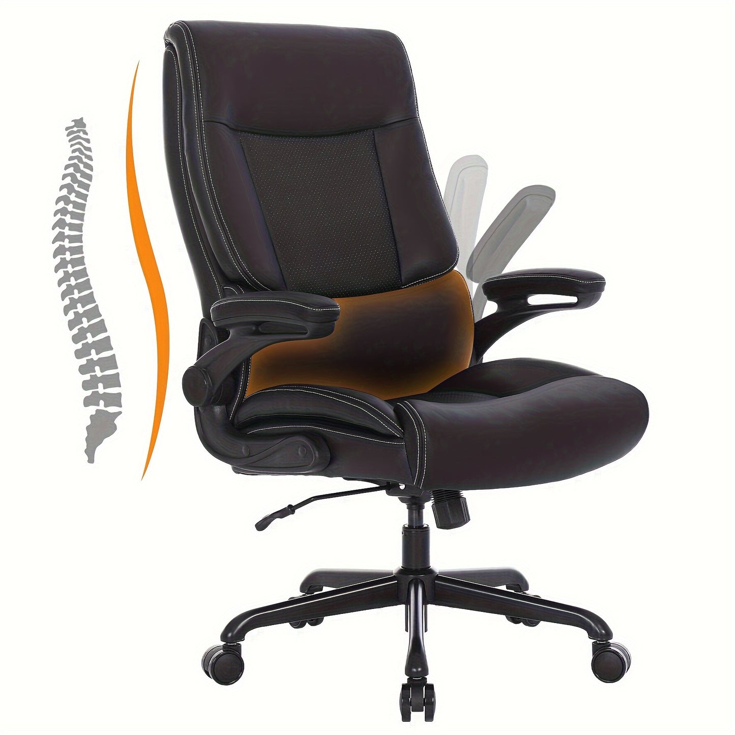 Ergonomische Bureaustoel – Grote Bureaustoel – Zware Bureaustoel – Bureau Stoel – Comfortabele Werkstoel – Zwart – Memory Foam Zitting – Max 226,8 kg Belastbaar
