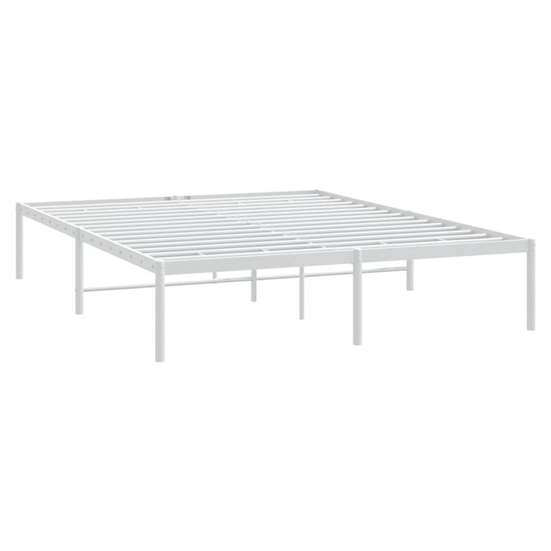 Modern White Metal Bed Frame with Sturdy Steel Construction - Heavy-Duty Platform Bed, No Box Spring Needed, Easy Assembly, 59"x79" (150x200cm) Size, Minimalist Design for Contemporary Bedrooms, Durable Metal Frame with Under