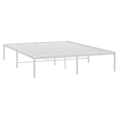 Modern White Metal Bed Frame with Sturdy Steel Construction - Heavy-Duty Platform Bed, No Box Spring Needed, Easy Assembly, 59"x79" (150x200cm) Size, Minimalist Design for Contemporary Bedrooms, Durable Metal Frame with Under