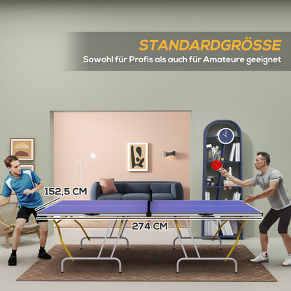 Opvouwbare Tafeltennistafel – Tafeltennistafel Binnen Buiten – Pingpongtafel – Tafeltennisset – Blauwe Tafel – Metalen Frame – Compleet Met Batjes en Net – 274x152x76 cm