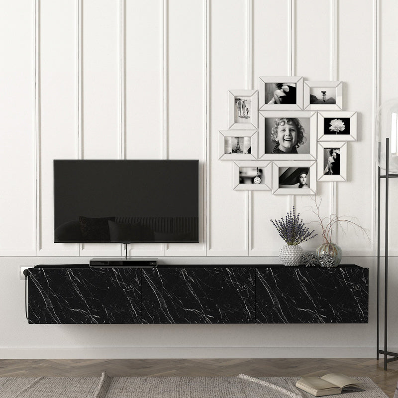 TV Meubel – TV Kast – Televisiekast – Meubel – Media Meubel – Zwevend Ontwerp – 180x31x29,5 cm – Wit Spaanplaat