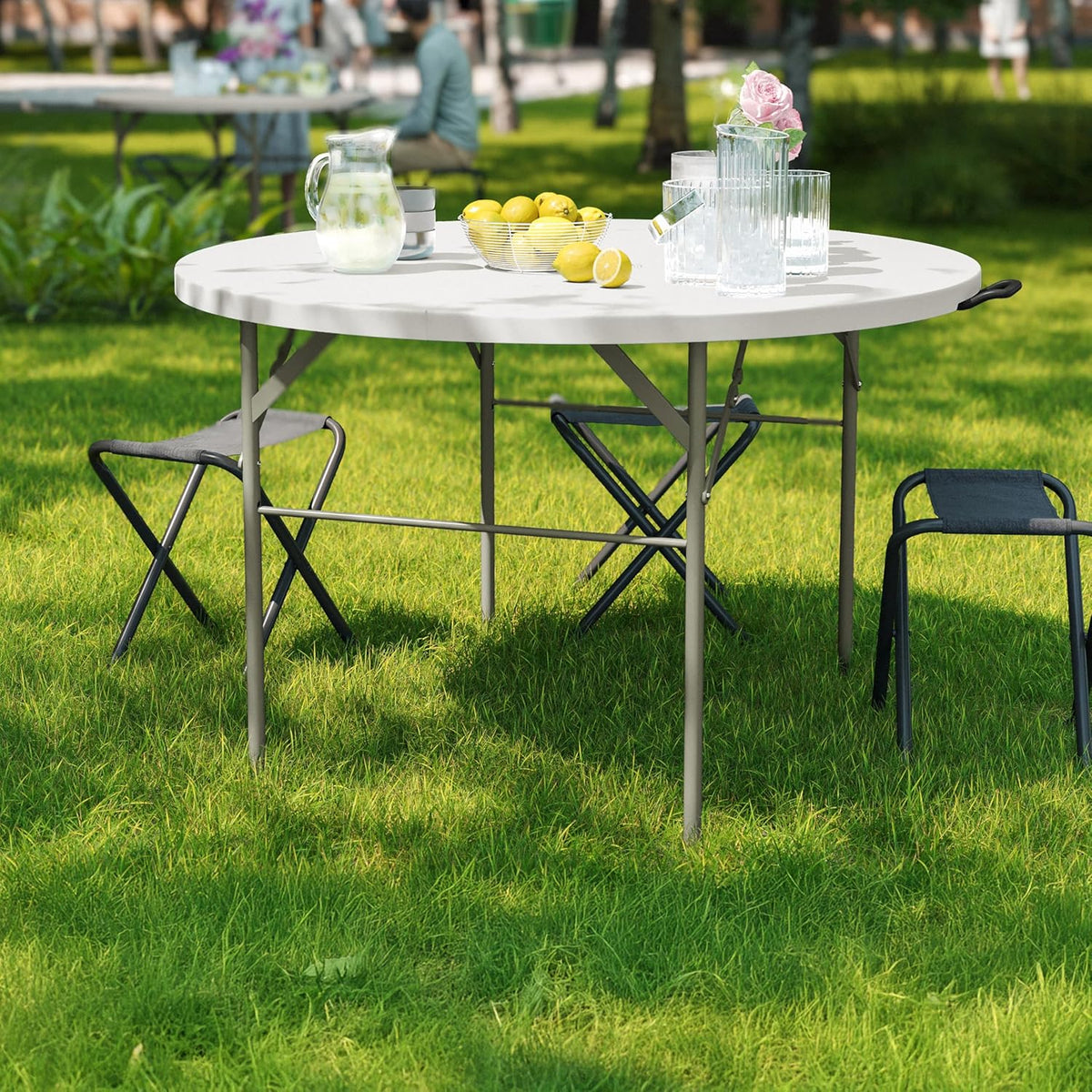 Flash Furniture 121,72 cm ronde dubbele opvouwbare graniet witte klaptafel van kunststof
