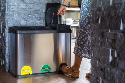 ARREGUI Step Bin CR705-45L Stalen Afval- en Recyclingbak met Pedaal | 3x15L (45L) | Keukenafvalbakken | Recycleeremmer voor Huis en Kantoor