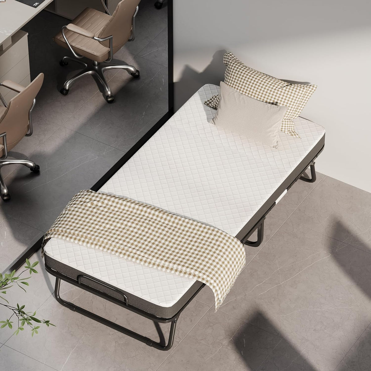 Deluxe opklapbed (incl. 13 cm dik traagschuimmatras), inklapbaar logeerbed, volwassenen 80 x 190 cm, metalen klapframe, versterkt metalen rooster, stofbestendige opbergtas, belastbaarheid 200 kg