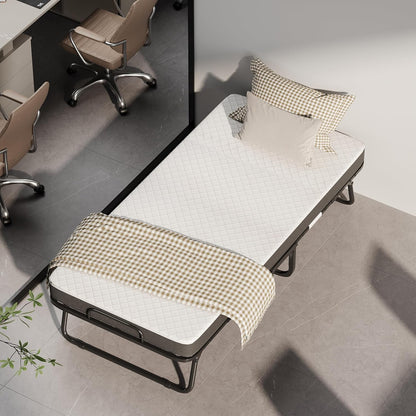 Deluxe opklapbed (incl. 13 cm dik traagschuimmatras), inklapbaar logeerbed, volwassenen 80 x 190 cm, metalen klapframe, versterkt metalen rooster, stofbestendige opbergtas, belastbaarheid 200 kg