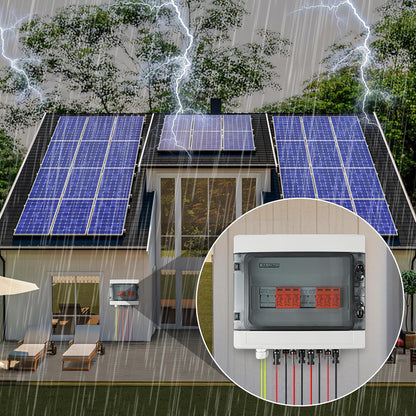 Overspanningsbeveiliging PV DC1000V bliksembeveiliging PV installatie 20-40 KA, zonne-overspanningsbeveiliging 2 snaren 12 modules met 16-zekering, IP65 waterdicht & UV-bestendig