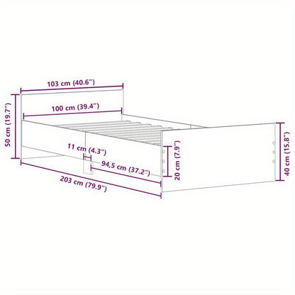 Bedframe Oak – Bedframe 100x200 – Eenpersoonsbed – Ledikant – Jongenskamerbed – Massief Hout – Modern Minimalistisch – Eenvoudige Montage – Duurzaam Natuurlijk Design