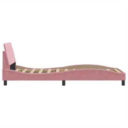 Bed Frame Con Testiera Without Mattress Rosa 90X200 Cm Velvet Practical, Removable, Suitable for All Seasons