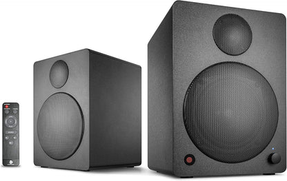wavemaster CUBE NEO black - rek-luidsprekersysteem (50 Watt) met Bluetooth-streaming, digitale aansluiting en IR-afstandsbediening, actieve boxen, gebruik voor TV/Tablet/Smartphone, zwart (66380)