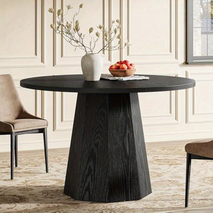 Eettafel – Ronde Tafel – Keukentafel – Dinnertafel – Tafel – Massief Houten Poten – Krasbestendig Gefineerd Spaanplaat – Compact 118 cm – Modern Farmhouse Design