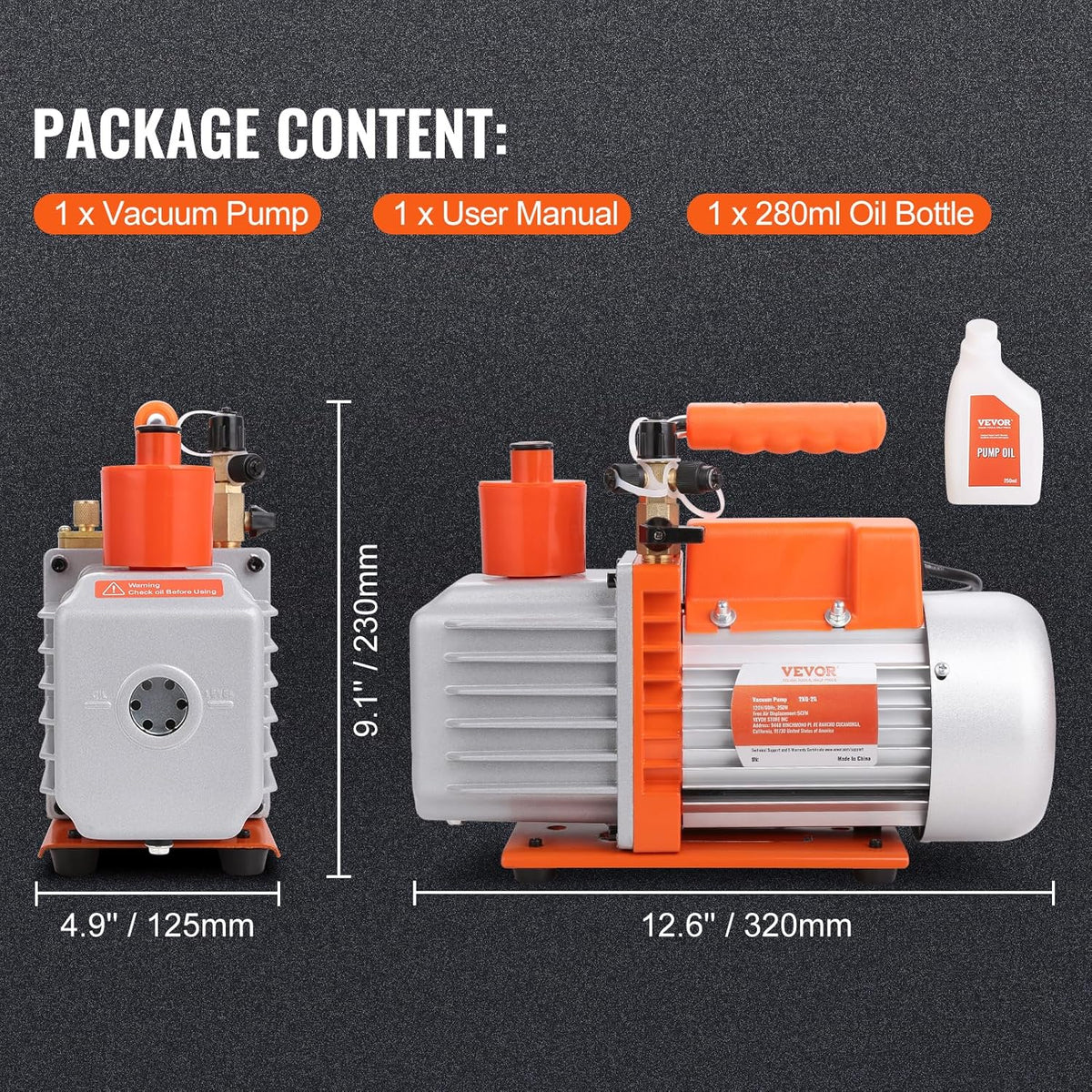 Vacuümpomp – Roterende Vacuümpomp – HVAC Vacuümpomp – Airconditioning Pomp – Koelpomp – 280 Watt Vermogen – 142 L/min Snelheid