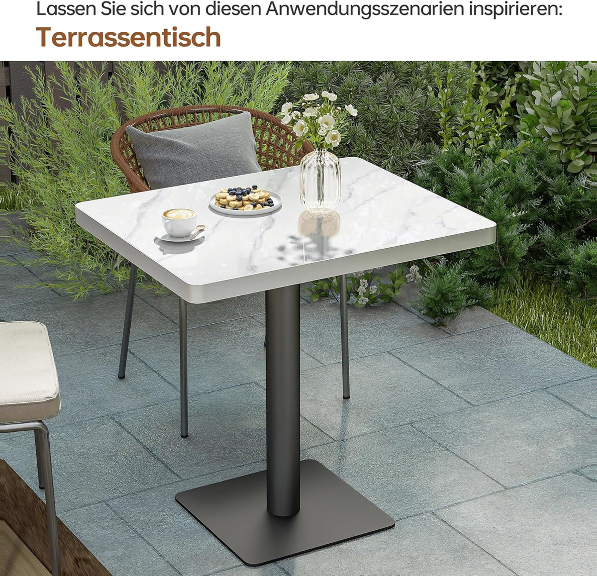 ZL ZELing 80cm Ronde Gesinterde Steen Eettafel, Hoogglans Sneeuw Berg Wit, Moderne Minimalistische Keuken Tafel met Metalen Benen voor Home Cafe Restaurant