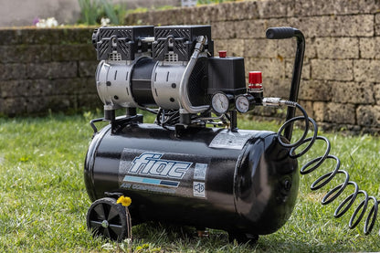 FIAC Mobiele luchtcompressor Supersilent 24, olievrije luchtcompressor, maximale druk 8 bar, vermogen 1 pk, tank 24 liter, geluidsniveau 58 dB LpA