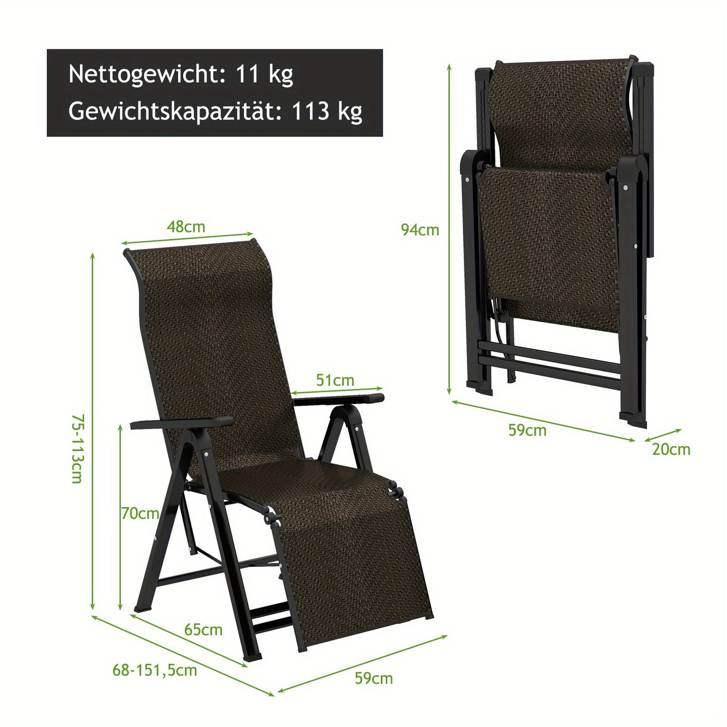 Ligstoel – Tuinstoel – Loungestoel – Strandstoel – Zonnestoel – Set Van 2 – Verstelbare Rugleuning – Duurzaam PE Rattan En Stalen Frame