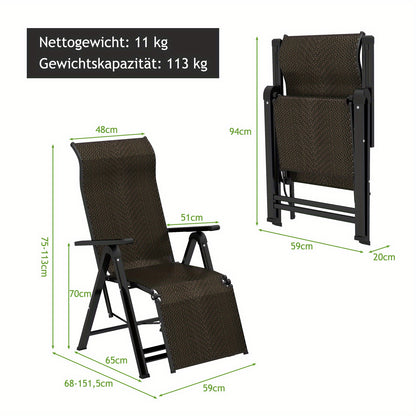 Ligstoel – Tuinstoel – Loungestoel – Strandstoel – Zonnestoel – Set Van 2 – Verstelbare Rugleuning – Duurzaam PE Rattan En Stalen Frame