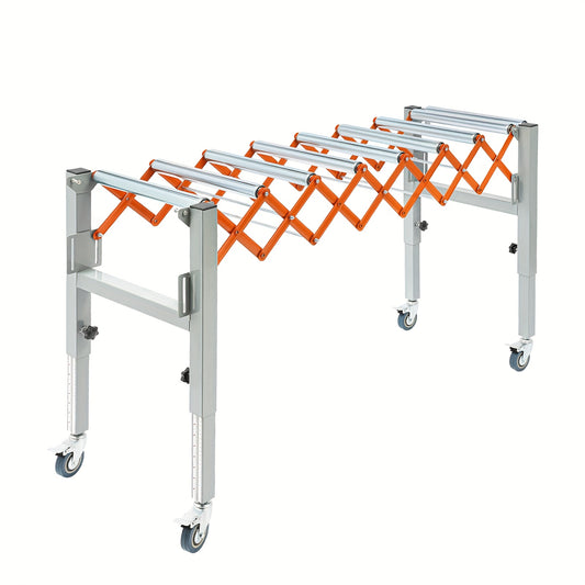 Verstelbare Transporttafel – Transporttafel Trolley – Werkbank – Transportwagen – Vouwbare Transporttafel – Robuuste IJzeren Constructie – Verstelbare Lengte 46-130 cm & Hoogte 50-80 cm – Met 4 Zwenkwielen Met Remmen