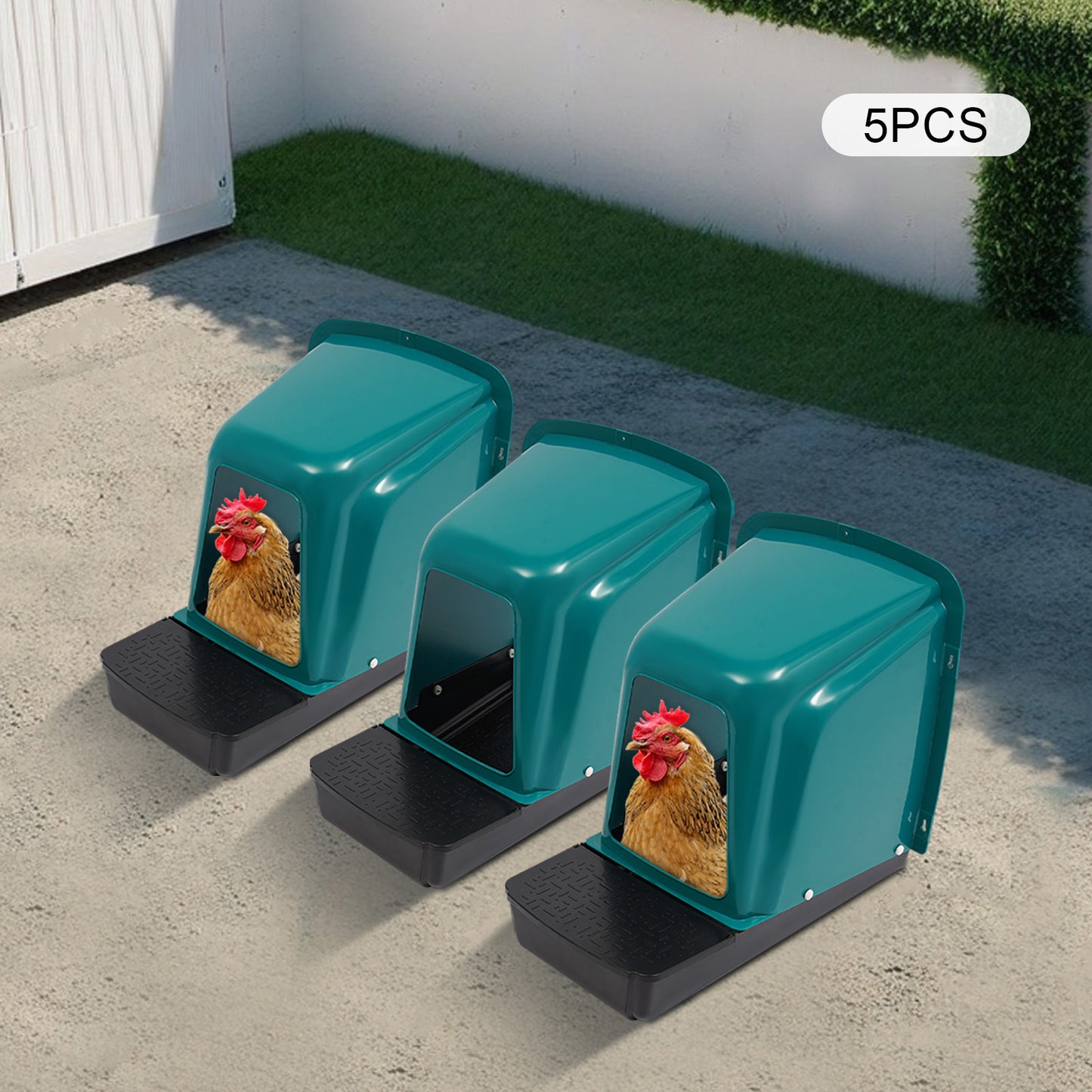 Nestbakken Kip – Kippennest, Legnest, Eibak, Kippenhok Nest – Set Van 5 – Duurzaam kunststof met ventilatie – Eenvoudig schoon te maken – Blauwgroene uitvoering – 2 Compartimenten
