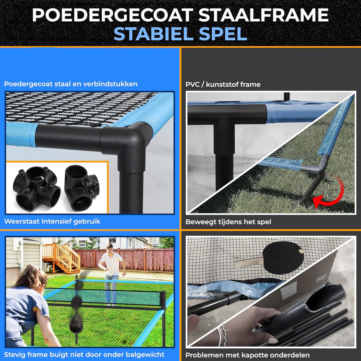 SereneLife Table Tennis Table - Trampoline Pingpong Table – Sturdy Steel Frame with Powder Coating – Includes Bats, Small & Large Balls – Indoor/Outdoor for Beach & Playroom - QUORE