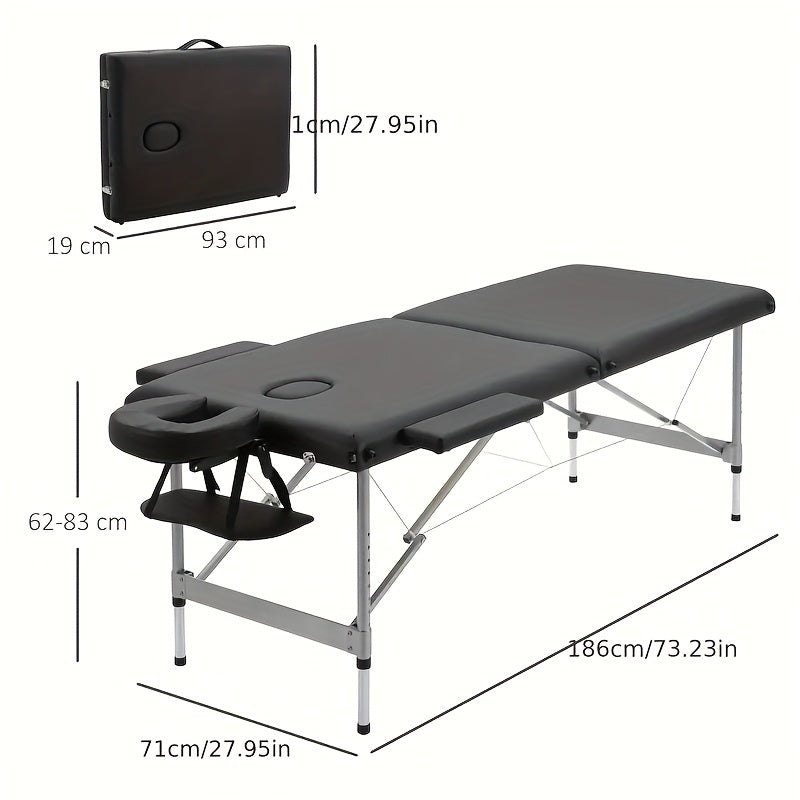 Foldable Professional Massage Bed with Headrest, Side Bolsters And Storage Shelf, Supporting Up to 130kg. Portable Spa Salon Bed Featuring Facial Support And Breathable Design. Portable Heavy-duty Massage Bed, Beauty Bed, Lig