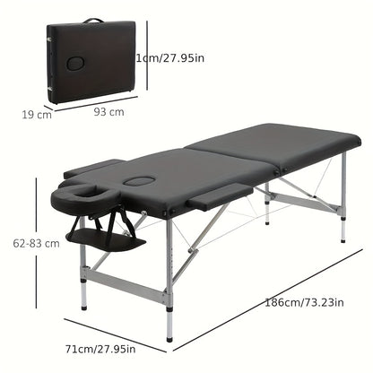 Foldable Professional Massage Bed with Headrest, Side Bolsters And Storage Shelf, Supporting Up to 130kg. Portable Spa Salon Bed Featuring Facial Support And Breathable Design. Portable Heavy-duty Massage Bed, Beauty Bed, Lig