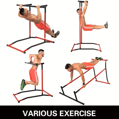 Pull Up Station 99.79KG Adjustable Power Tower Dip Station Multi Function Pull Up Dip Bar Tower, Pull Up Bar For Home Gym Strength Training Dip Stands, Red & Black