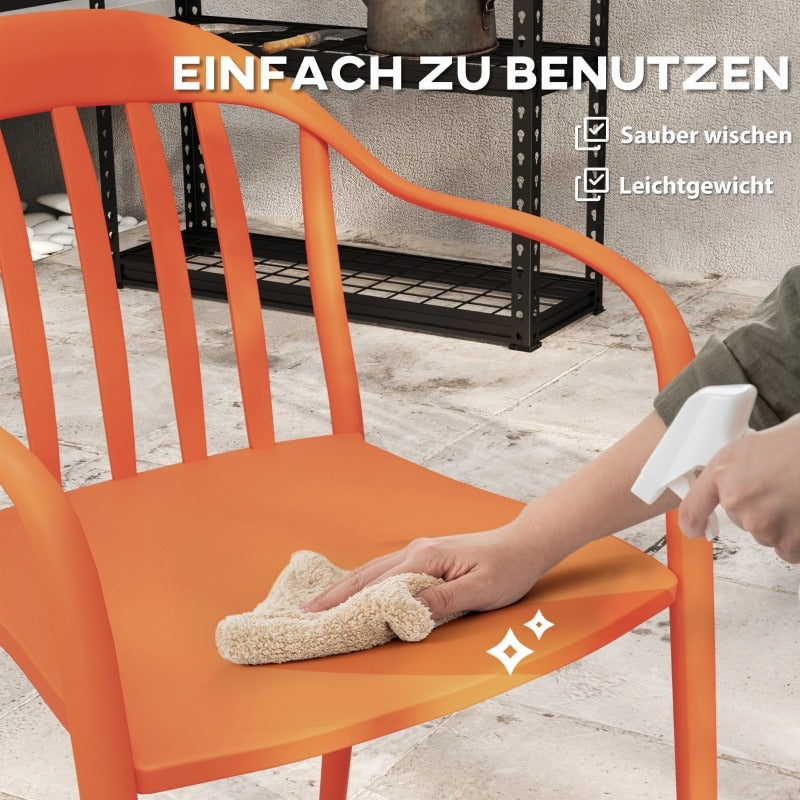 Tuinstoelen – Buitensstoelen – Stapelbare Stoelen – Balkonstoelen – Tuinmeubilair – Weerbestendig Kunststof – Comfortabele Armleuningen