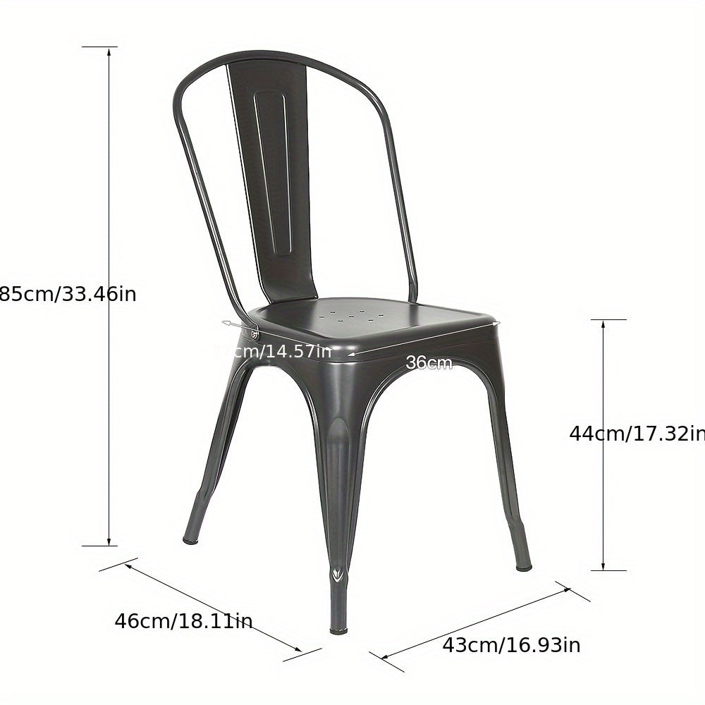 Eetkamerstoelen – Stoelen – Bistrostoelen – Keukenstoelen – Lounge Stoelen – Industrieel Design – Set Van 4 Donkergrijs – Metalen Frame – Stapelbaar