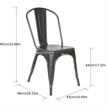 Eetkamerstoelen – Stoelen – Bistrostoelen – Keukenstoelen – Lounge Stoelen – Industrieel Design – Set Van 4 Donkergrijs – Metalen Frame – Stapelbaar