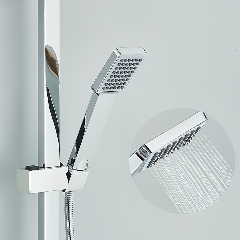 Regendouche Set – Douchekop – Handdouche – Douchekraan – Douchekraan Met Dubbele Hendel – Roestvrij Staal – Ultradunne Regendouche – Moderne Wandmontage