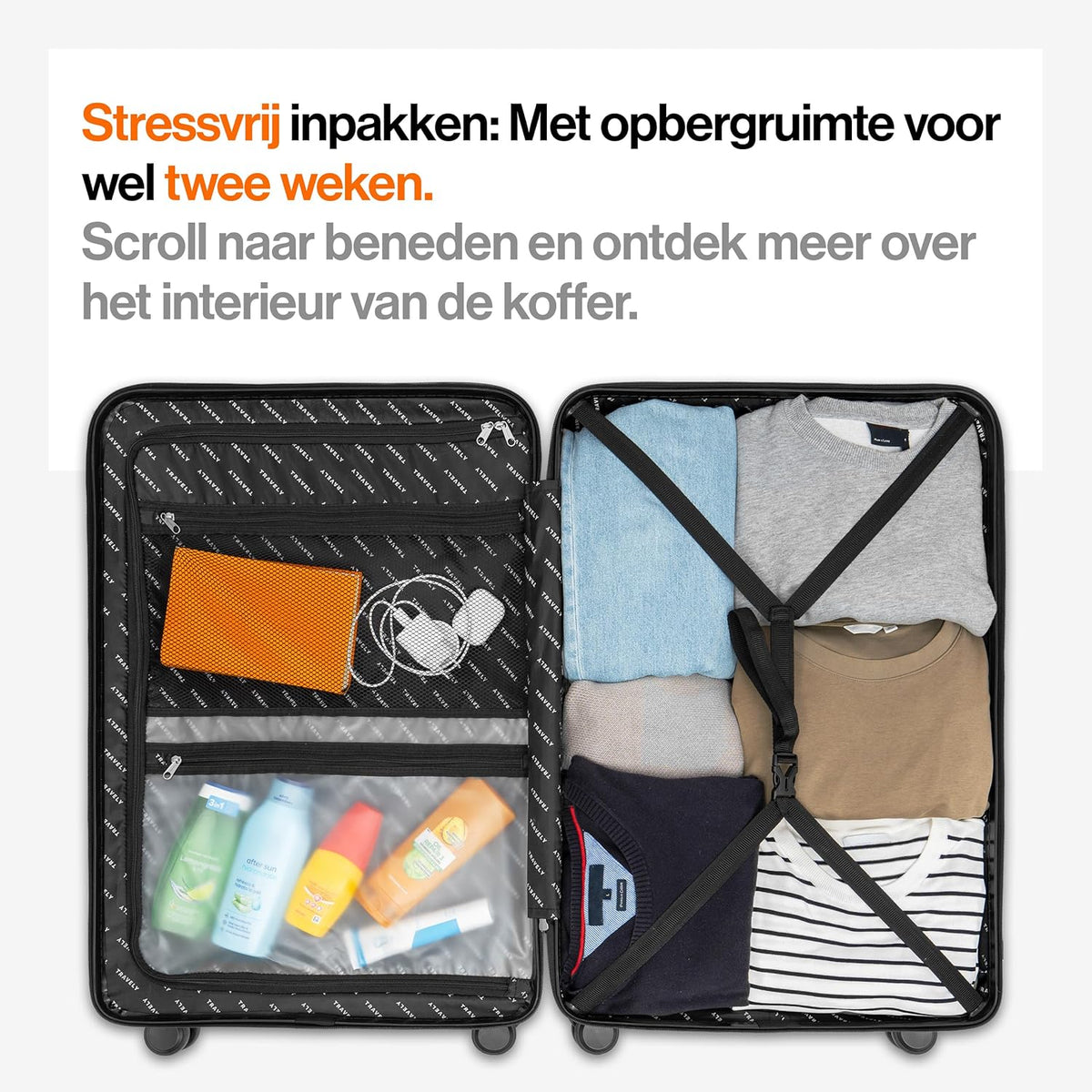 Polycarbonaat Koffer XL 77cm - 100 liter intern volume - zeer robuuste hardschalige koffer met zachte wielen & TSA-slot, reiskoffer, koffer & trolley, reiskoffer met wielen